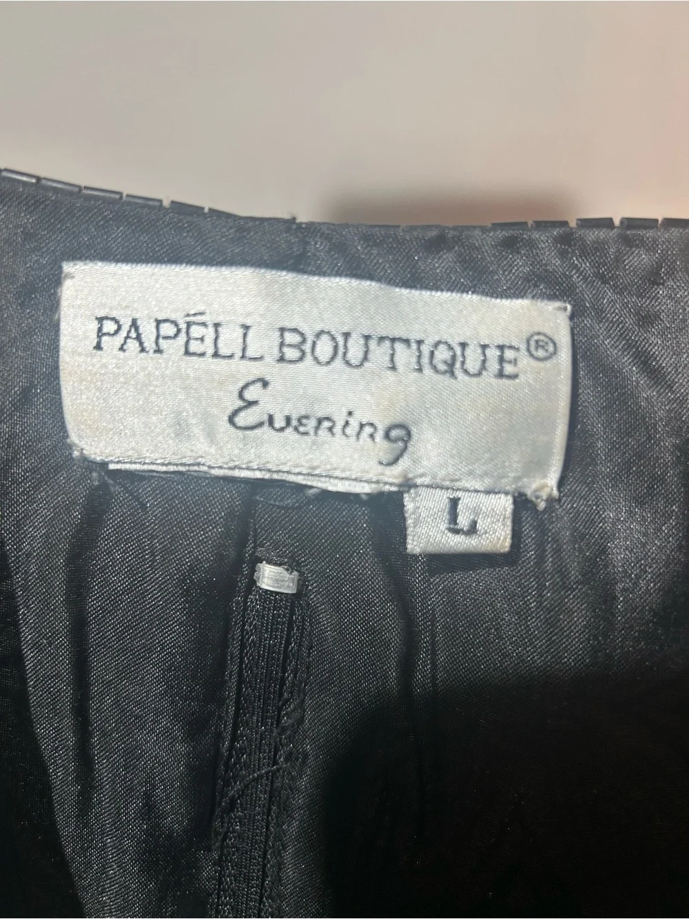 Papell Boutique Black and Gold Embroidered Scoop Neck Top